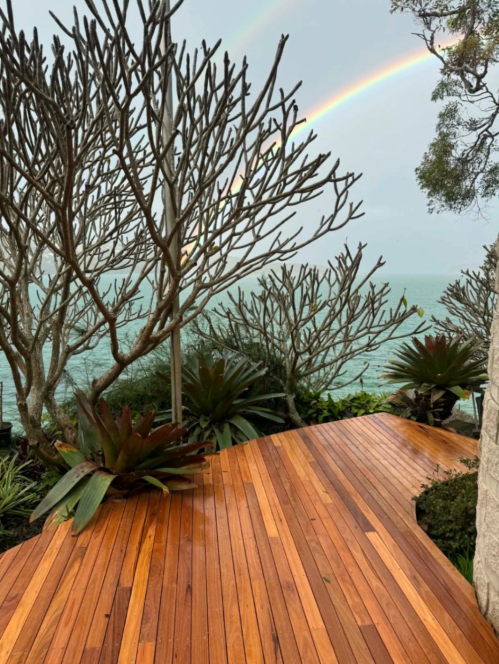 Restored timber deck overlooking the ocean after remedial work by Lacasa Building