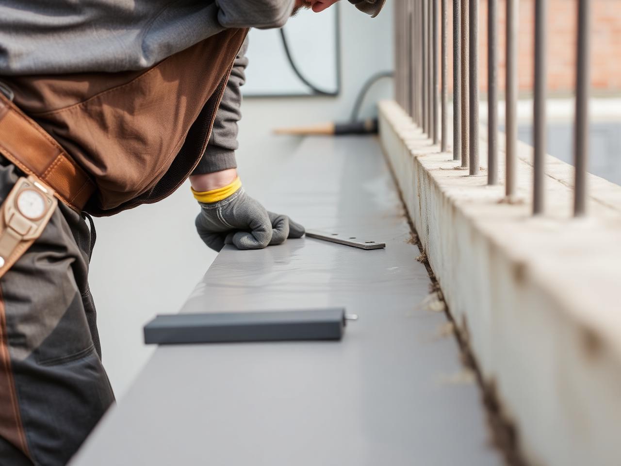 Tradesman applying waterproofing membrane on a Sydney balcony